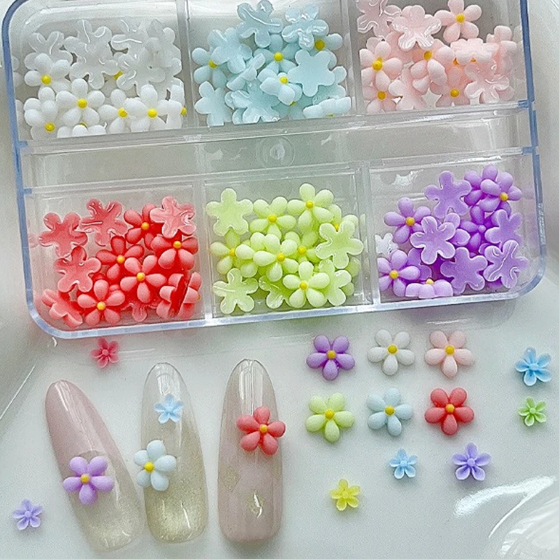 

Resin Five Petal Flower Frangipani Bowknot Star Rivet Metal Alloy Fork Bead Punk Nail Art Accessories Decorations Manicure Tools