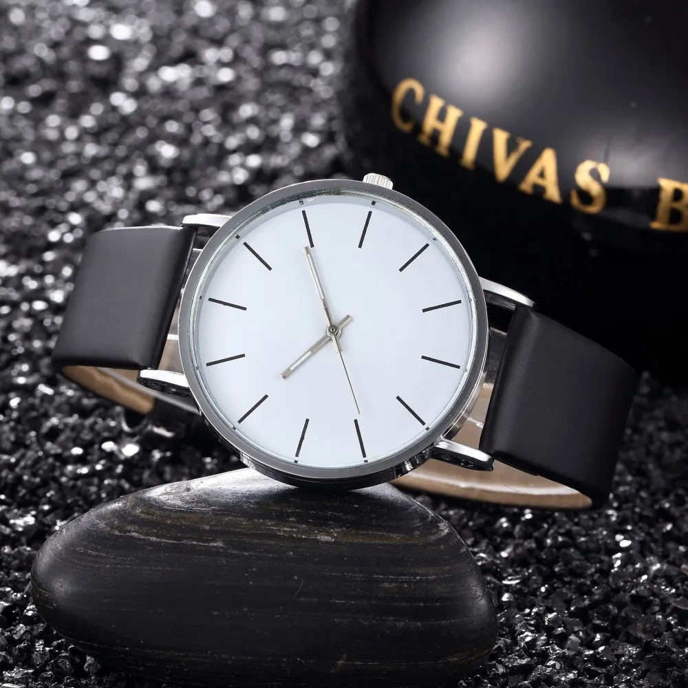 Minimalism Men\'s Watches Leather Bussiness Quartz Watch Simplicity Clock for Men Fashion Luxury Wrist Watches