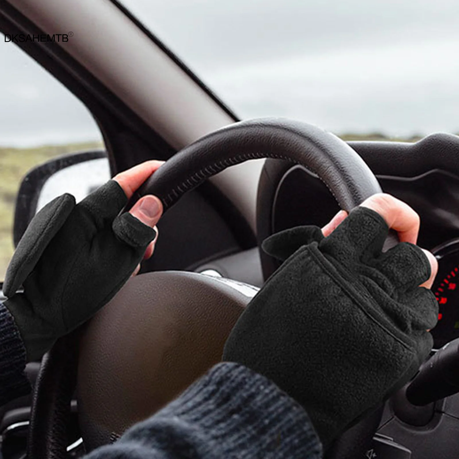 

Warmful Fleece Cycling Gloves Winter Thickened Warm Plush Mittens For Cycling Skiing Camping Half Finger Touchscreen Gloves