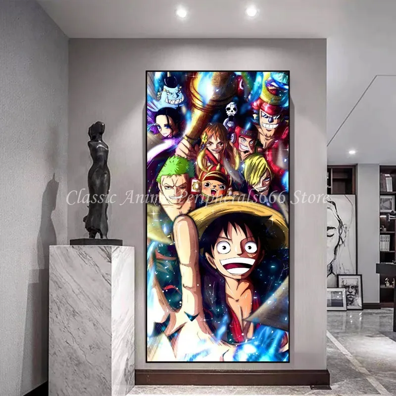 Japan Bandai Retro Anime Surrounding One Piece Luffy Art Canvas Painting Posters Print Mural Home Wall Aesthetic Room Decor