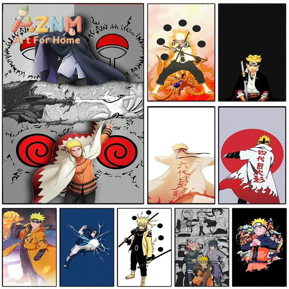 Anime Naruto Canvas Wall Art Naruto Sasuke Uchiha Clan Symbol Manga Style Poster Unframed Canvas Painting Bedroom Living Room