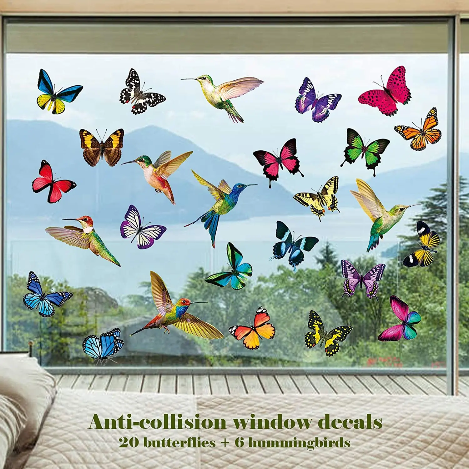 26 Pcs Bird Butterfly Window Clings Anti-Collision Window Static Stickers Decor Non-Adhesive Decals