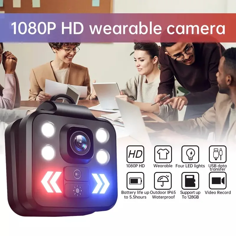 Vandlion W8 Wearable Bodycam 1080P HD Portable Body Camera 1000mAh Night Vision IP65 Waterproof Action Camera