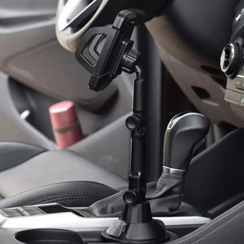 2-in-1 Car Phone Holder Water Cup Holder Car Interior Accessories Anti-slip Adjustable Long Tube Cell Navigation Suppor