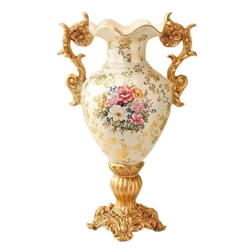Light Luxury Antique Resin Flower Vase for Home Office Restaurant