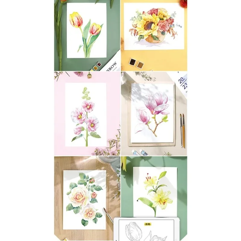 Watercolor Floral Painting Tutorial Book Whispering of Flowers Watercolor Drawing Technique Step-by-Step Guide Beginner Friendly
