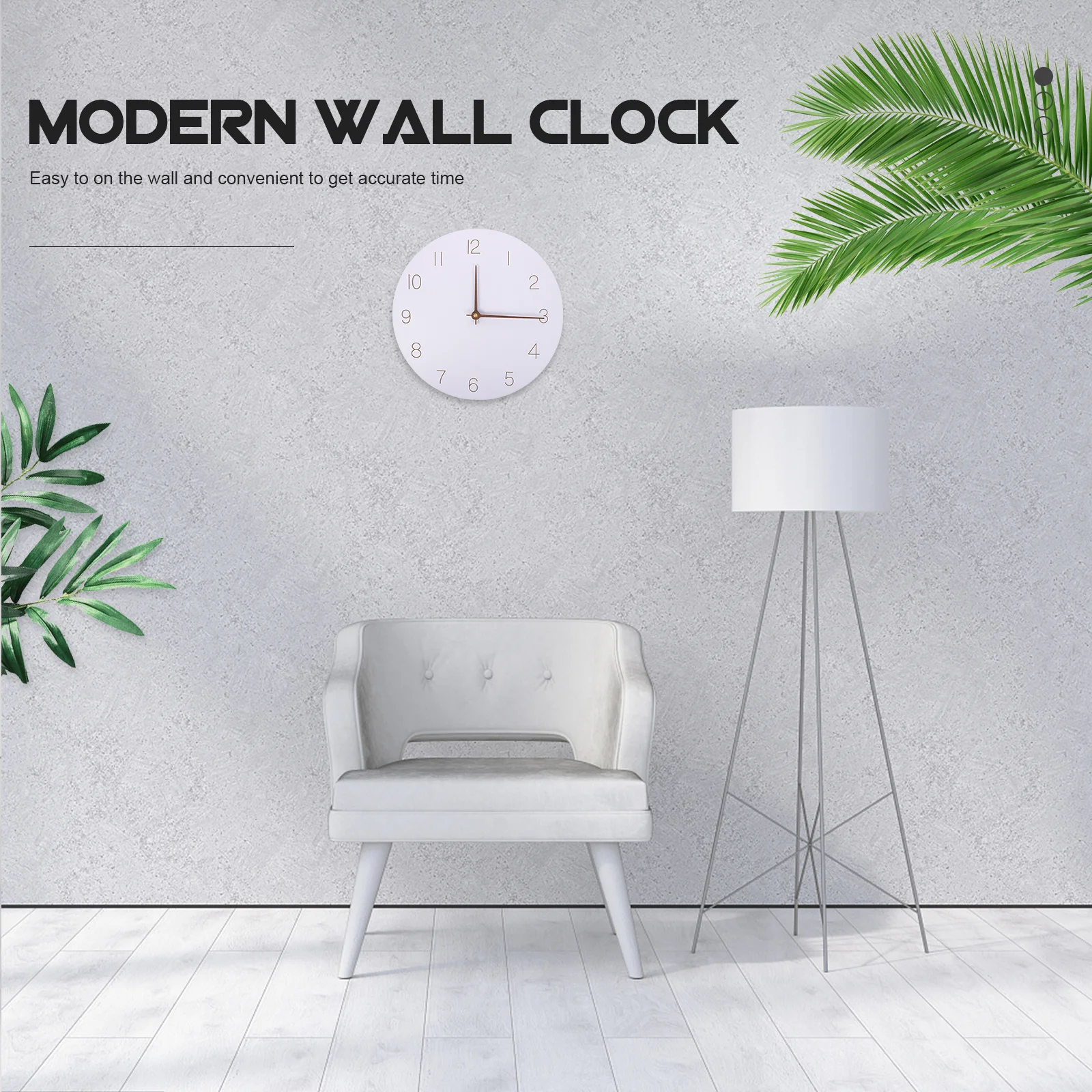 

Silent Modern Wall Clock Nordic Style White Acrylic Decorative Hanging Clock for Bedroom Living Room Kitchen Office