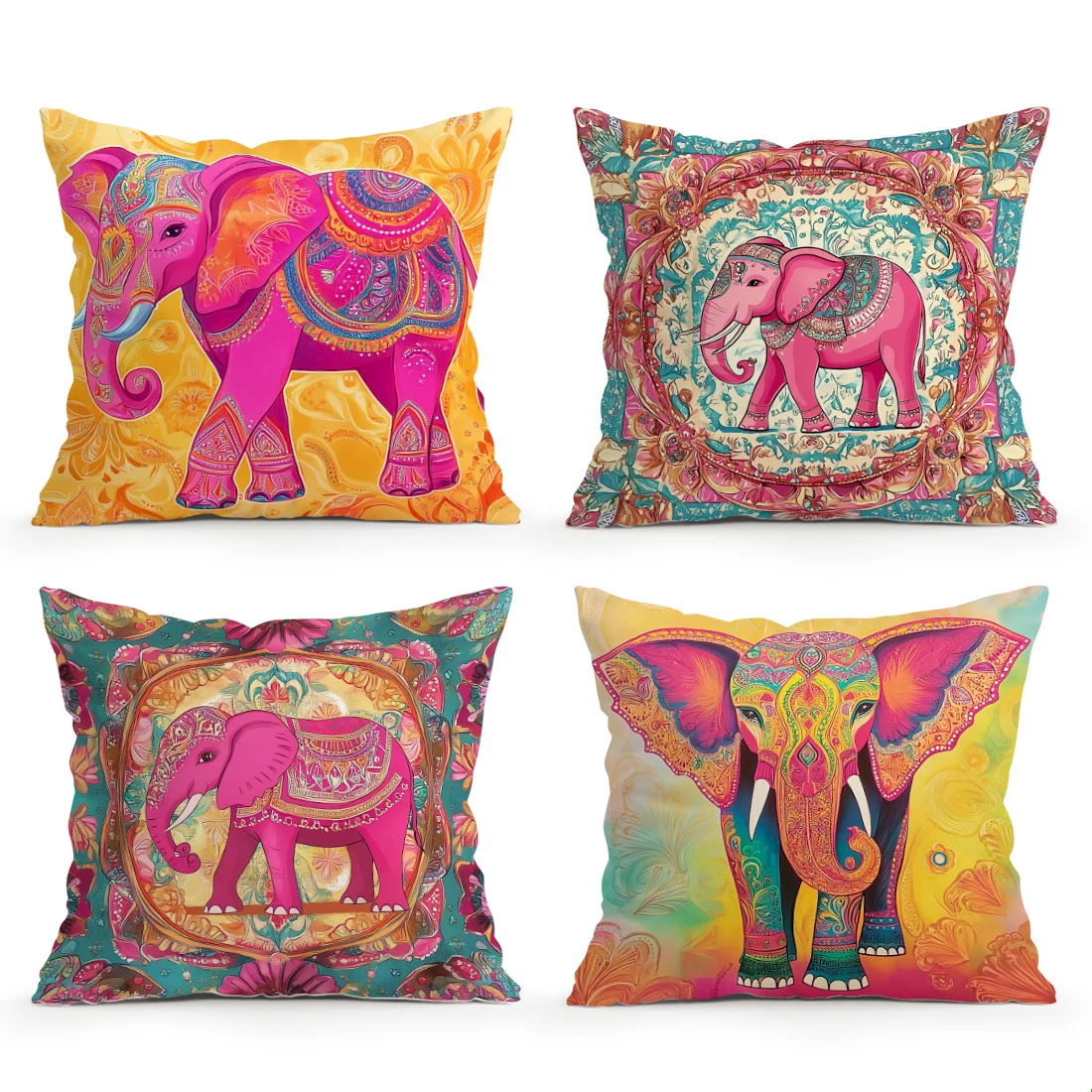 Indian-Style Elephant Cushion Pillowcase Printed Polyester 40/45/50cm Throw Pillowcover Decor Sofa Cushion Pillowslip Home Decor