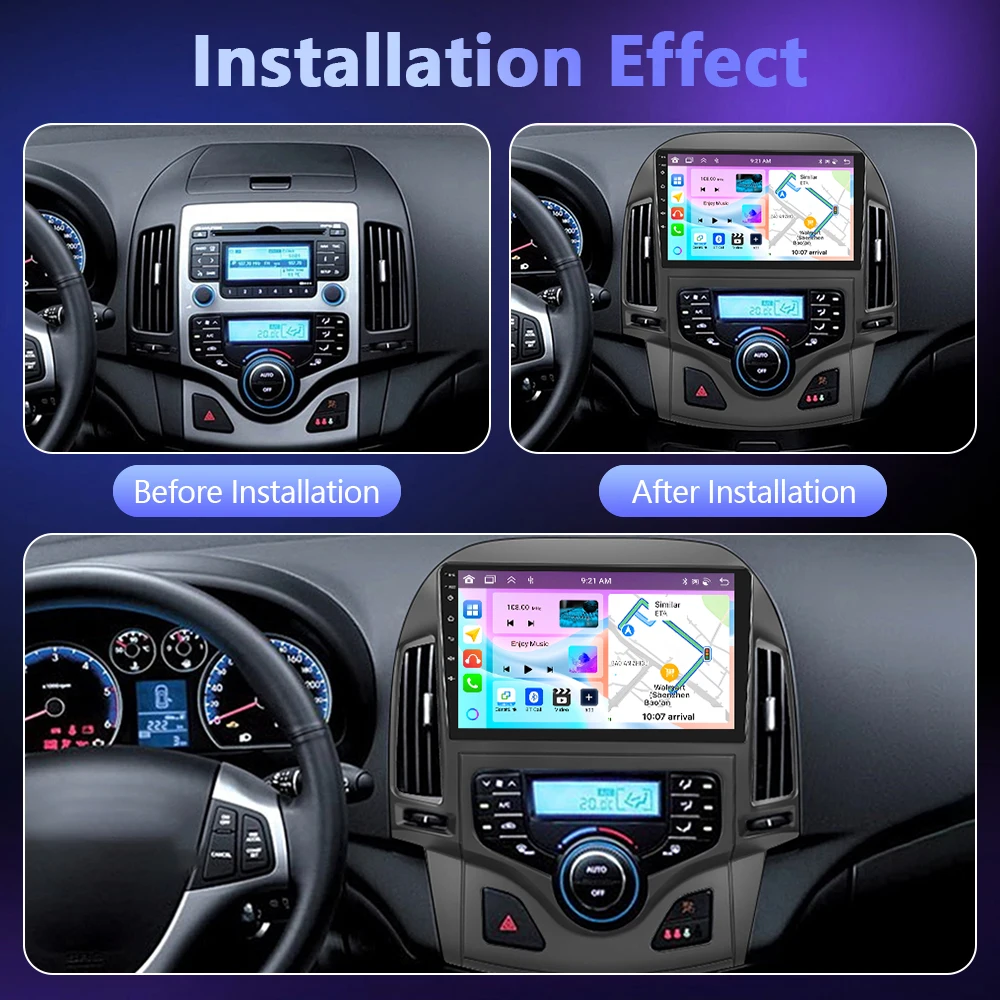 Autoradio Podofo con CarPlay e Android Auto per Hyundai I30 2009, sistema intelligente per auto, unità principale stereo con GPS, lettore multimediale 2Din.