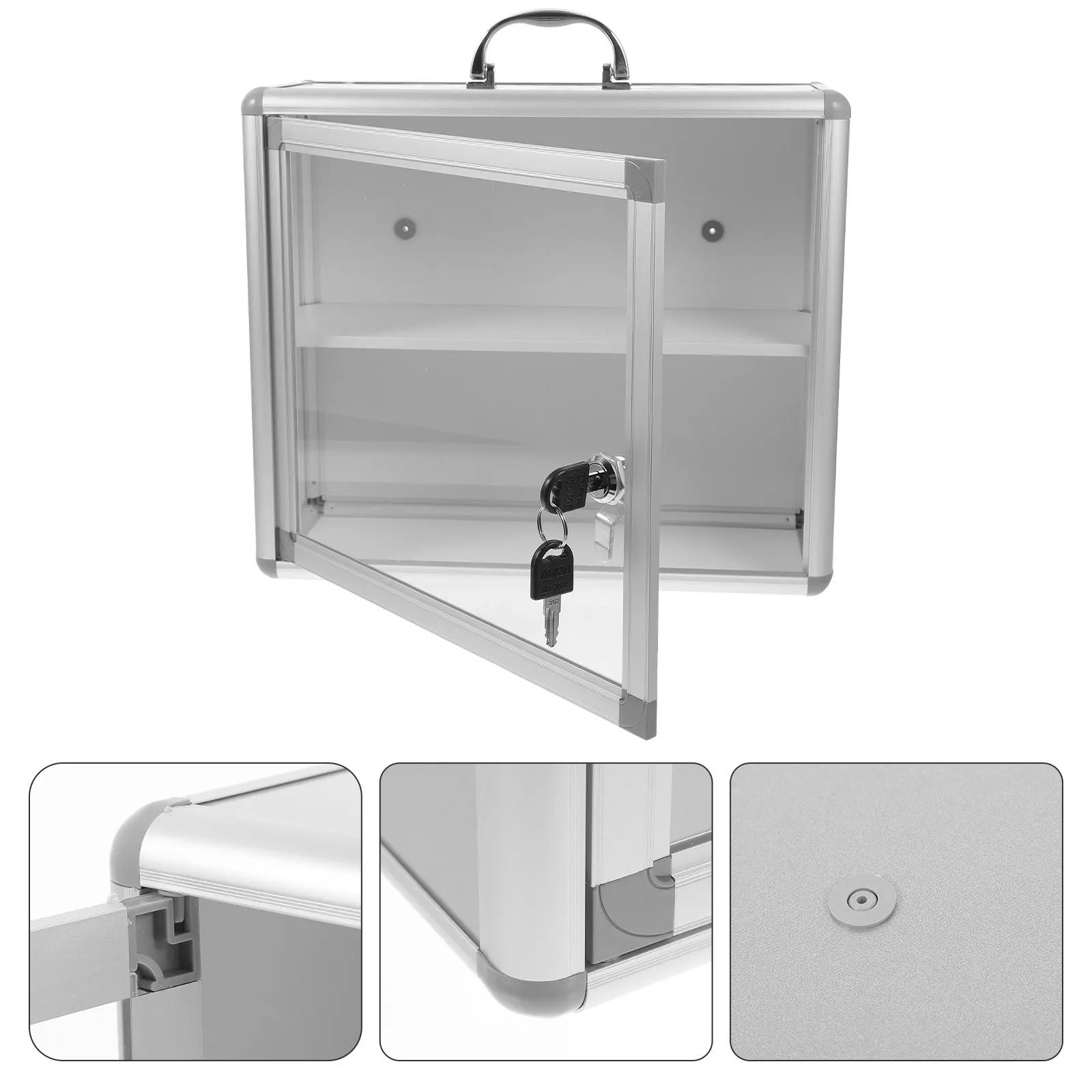 

Large Capacity Medicine Box Wall-Mount Lockable First Aid Organizer Portable Handheld Storage Case for Pills Household Outdoor