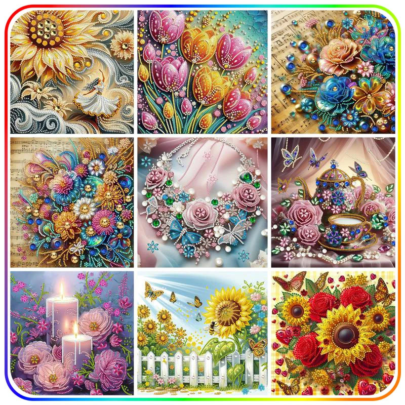 SDOYUNO-Special Diamond Painting Complete Accessories,Flower,Crystals,Rhinestones,5D Diamond Art,Kit,Rhinestones,5D,Cross Stitch