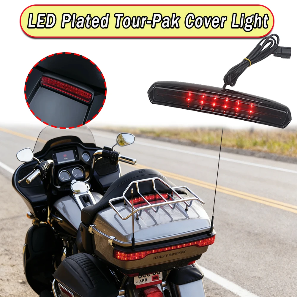 

For Harley Electra Glide Low CVO Road Glide Ultra Limited Low Tri Glide 2014+ LED Plated Tour-Pak Cover Light accessories