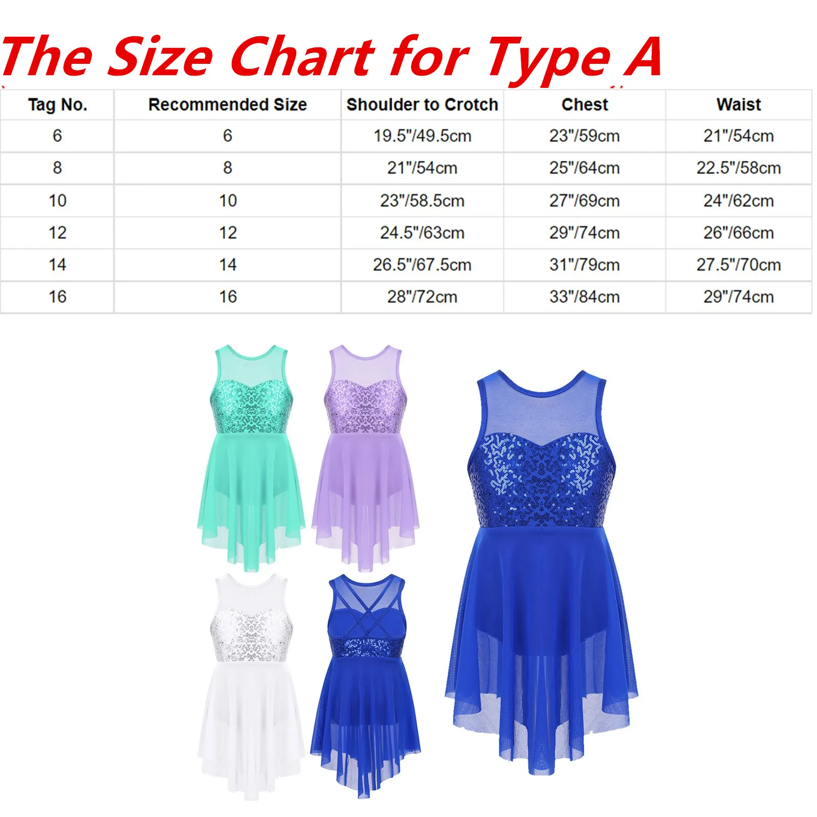 TiaoBug Kids Girls Sequins Sleeveless Asymmetrical Ballet Tutu Dress Children Gymnastics Leotard Skating Lyrical Dance Costumes