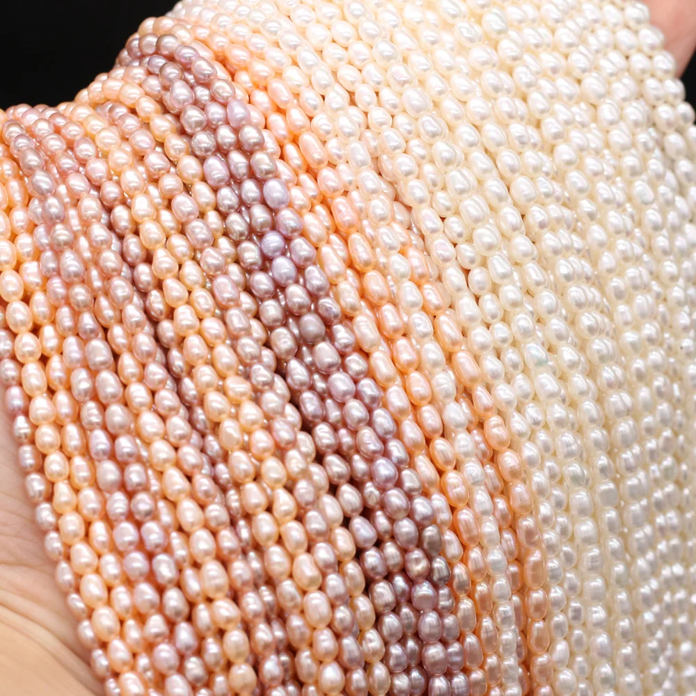 

3-3.5mm small rice shaped natural freshwater pearl White pink purple beads for Jewelry Making DIY Necklace Bracelet Accessories