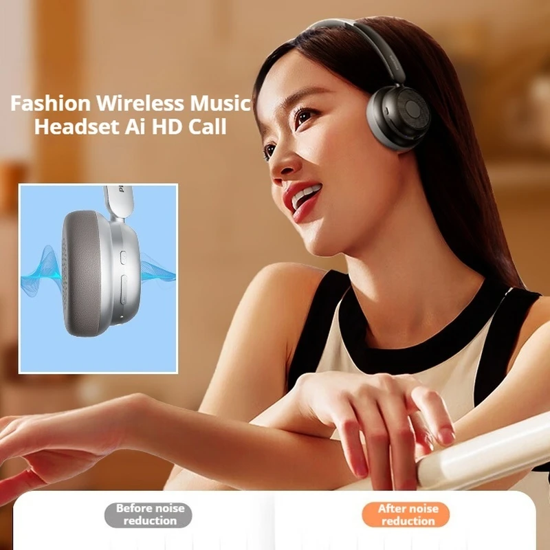 Wireless Bluetooth Noise Cancelling Headphones With 3d Spatial Sound Effects High-Definition Calling Silver Fashion Suitable For