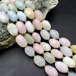 Faceted Natural Stone Beryl Morganite Cutting Nugget Loose Beads For DIY Jewelry Making