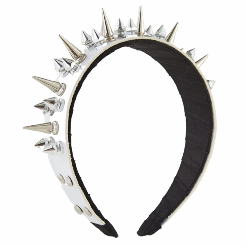 Punk Headband Spiked Headband Gothic Tiaras Rivet Headband Leather Spiked Headpiece Rock Headband For Men Steampunk