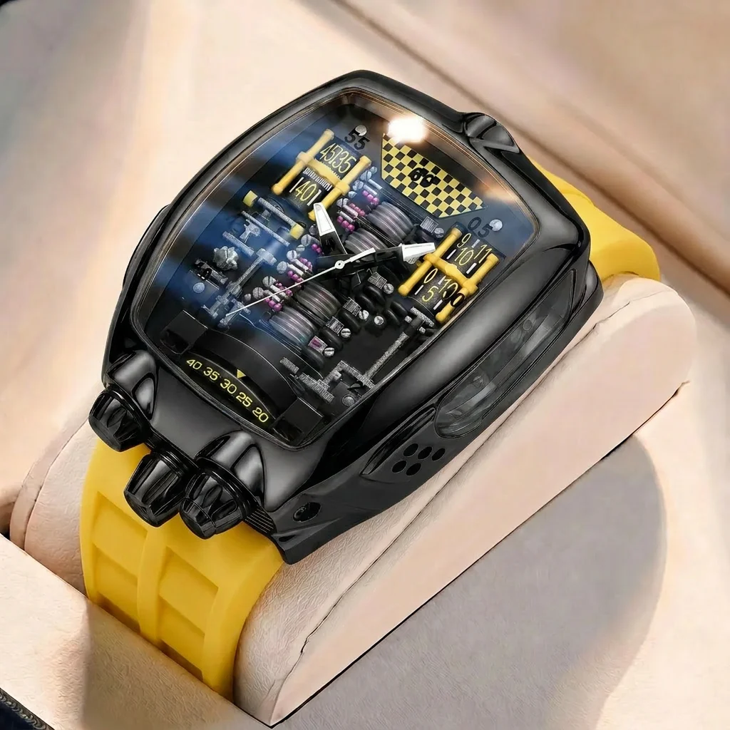 Montre à Quartz pour hommes, cadran noir, bracelet en alliage, vintage, mode tonneau, détails sportifs, pour les affaires, les fêtes et les vacances, 1 pièce