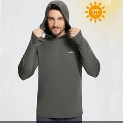 Men's Hoodie Sun Protection UPF50+ T-Shirt Long Sleeve Cycling Shirt Hooded Quick Drying Breathable Sunscreen UV Fishing Shirts
