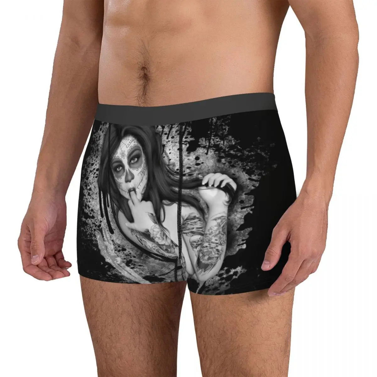 Men Sugar Skull Boxer Shorts Panties Polyester Underwear Day of the Dead Homme Sexy Plus Size Underpants