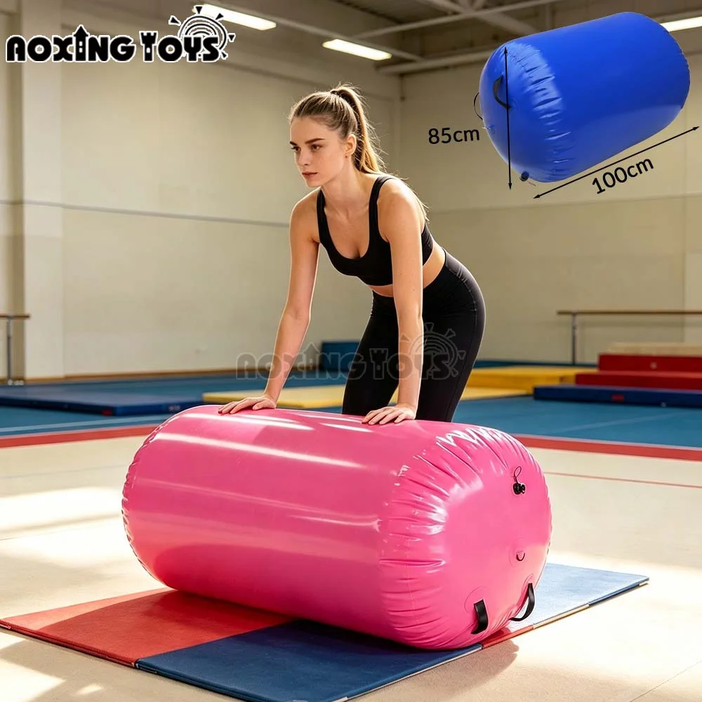 Inflatable Gymnastics Air Roller Barrel with Air Pump, Back Handspring & Backbend Trainer for Cheerleading, Fitness & Gym