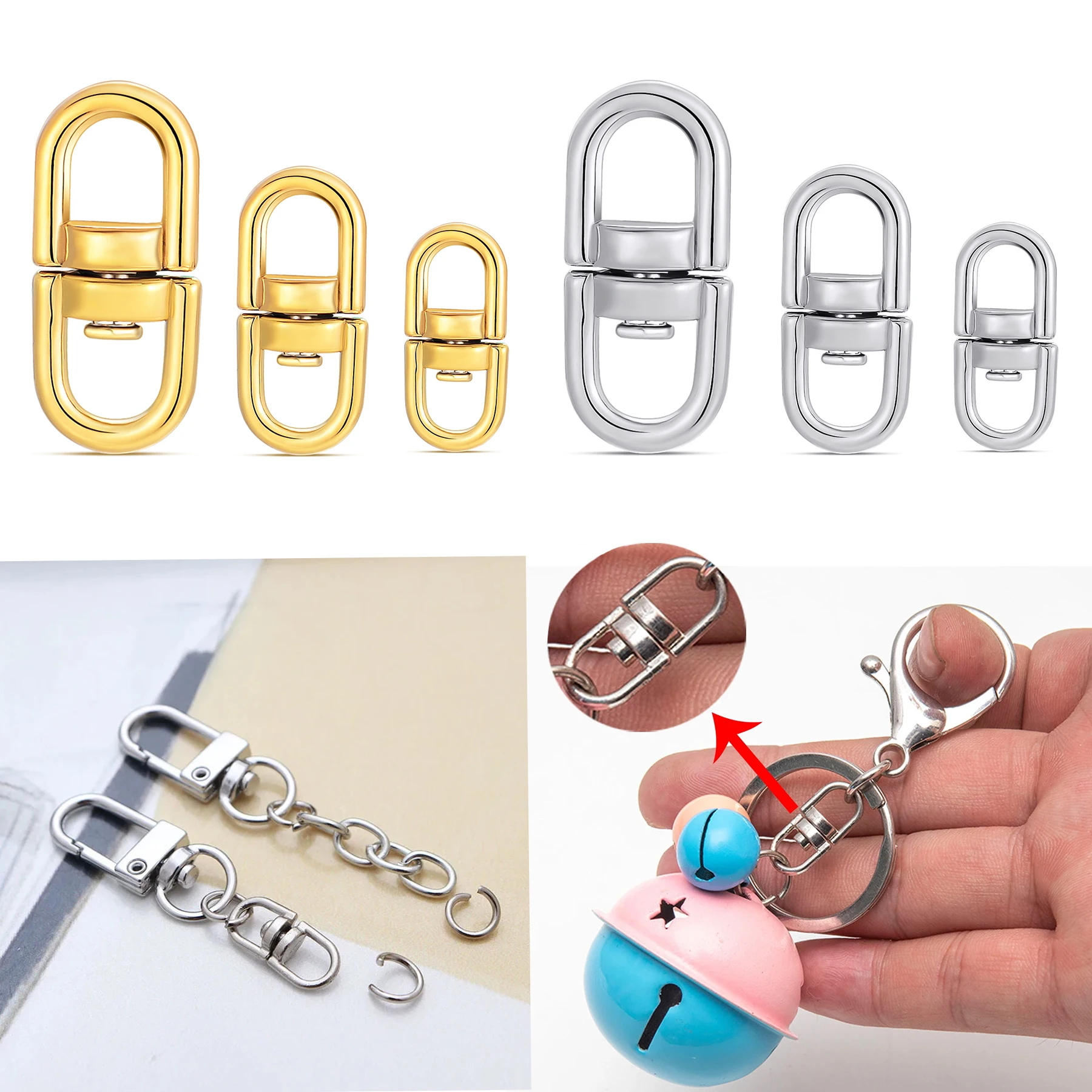 

10Pcs Wholesale Stainless Steel 8 Shaped Clasp Connector Charms for Jewelry Backpack Keychain DIY Making Accessories