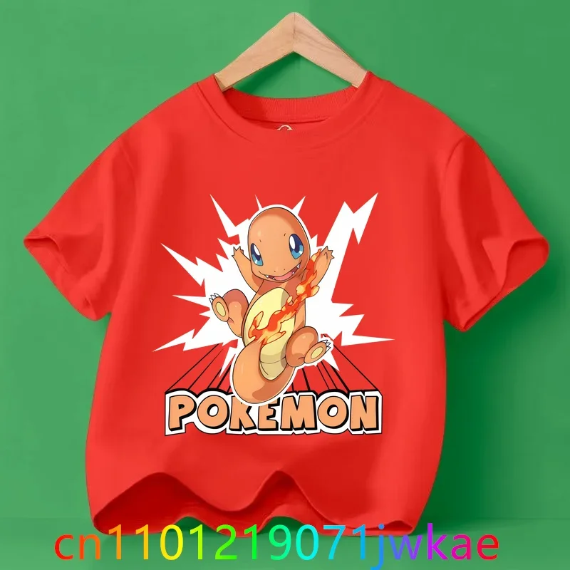 

Kawaii Birthday Tops New Cartoon Pokemons Children's T-shirt Printed Cute Boys Girls Clothes Anime Outfit Short Sleeve Shirts