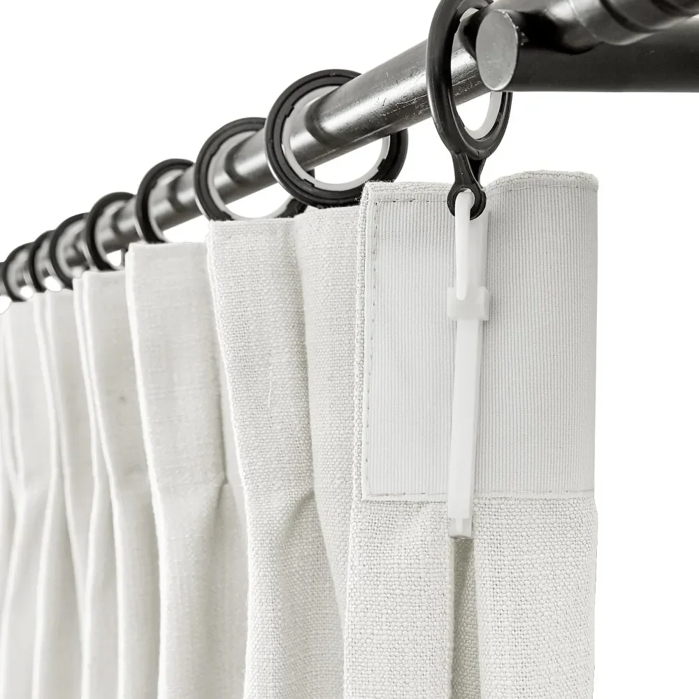 Pinch Pleat Drape for Traverse Rod, Unlined Cotton Blend Room Darkening Curtain