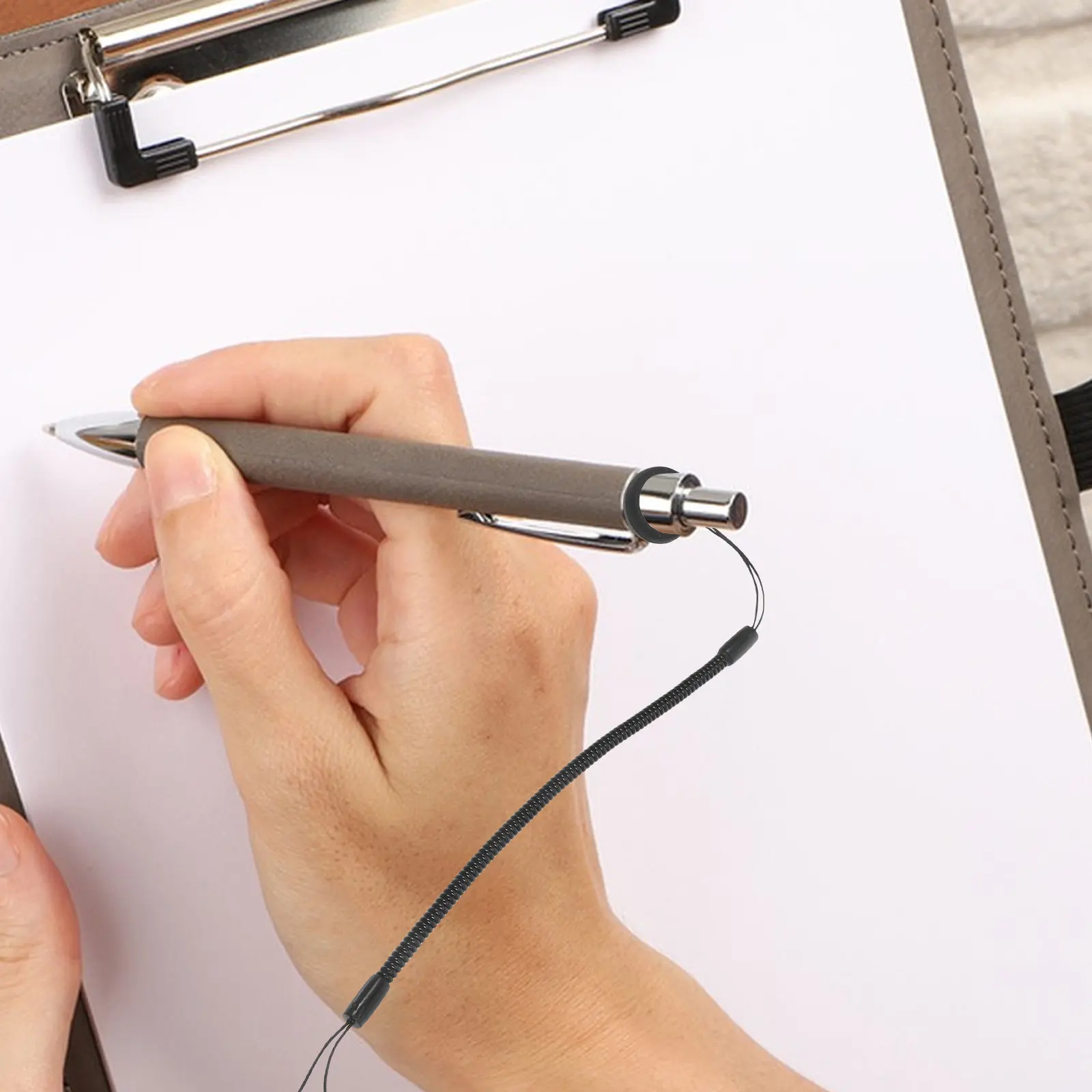 8 pcs Replacement Pen Office Halloween Christmas New Year Clip Pen Holder Black Lanyard Elastic Pen Holder