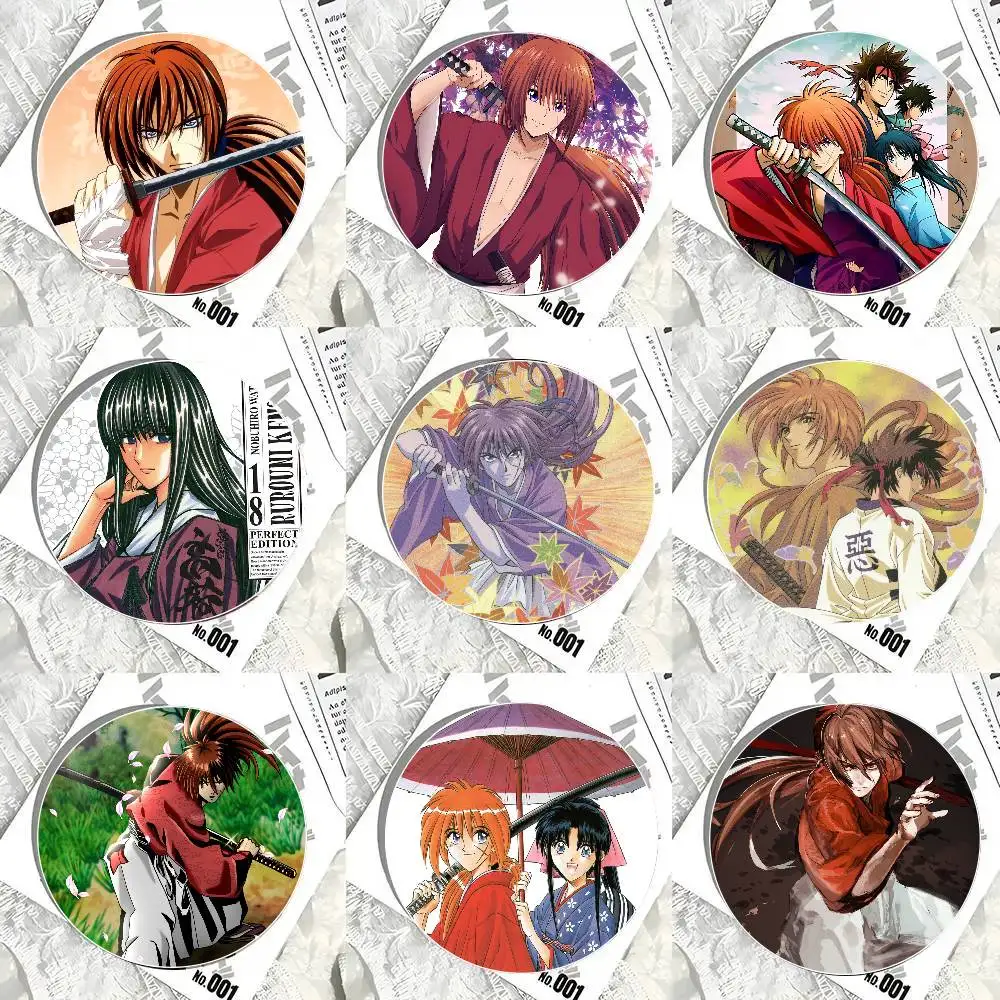 Japanese Manga R-Rurouni Kenshin Cartoon Style Badge Brooches On Backpack Decoration Round Enamel Pins For Accessorys