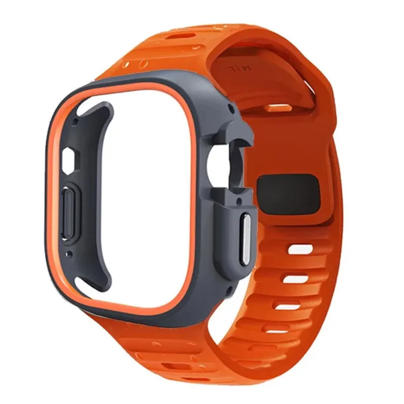 TPU Case and Silicone Strap Sport Band for Apple Watch ultr 2 49mm 42mm 38mm iwatch series 9 8 7 6 SE 5 4 45mm 44mm 40mm 41mm