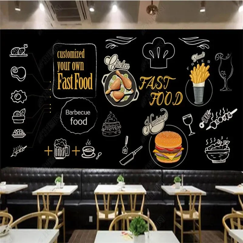 

Пользовательские фаст-фуд, бургер, картофель фри, курица, обои, ресторан, закуска, бар, промышленный декор, настенные обои, Papel Tapiz