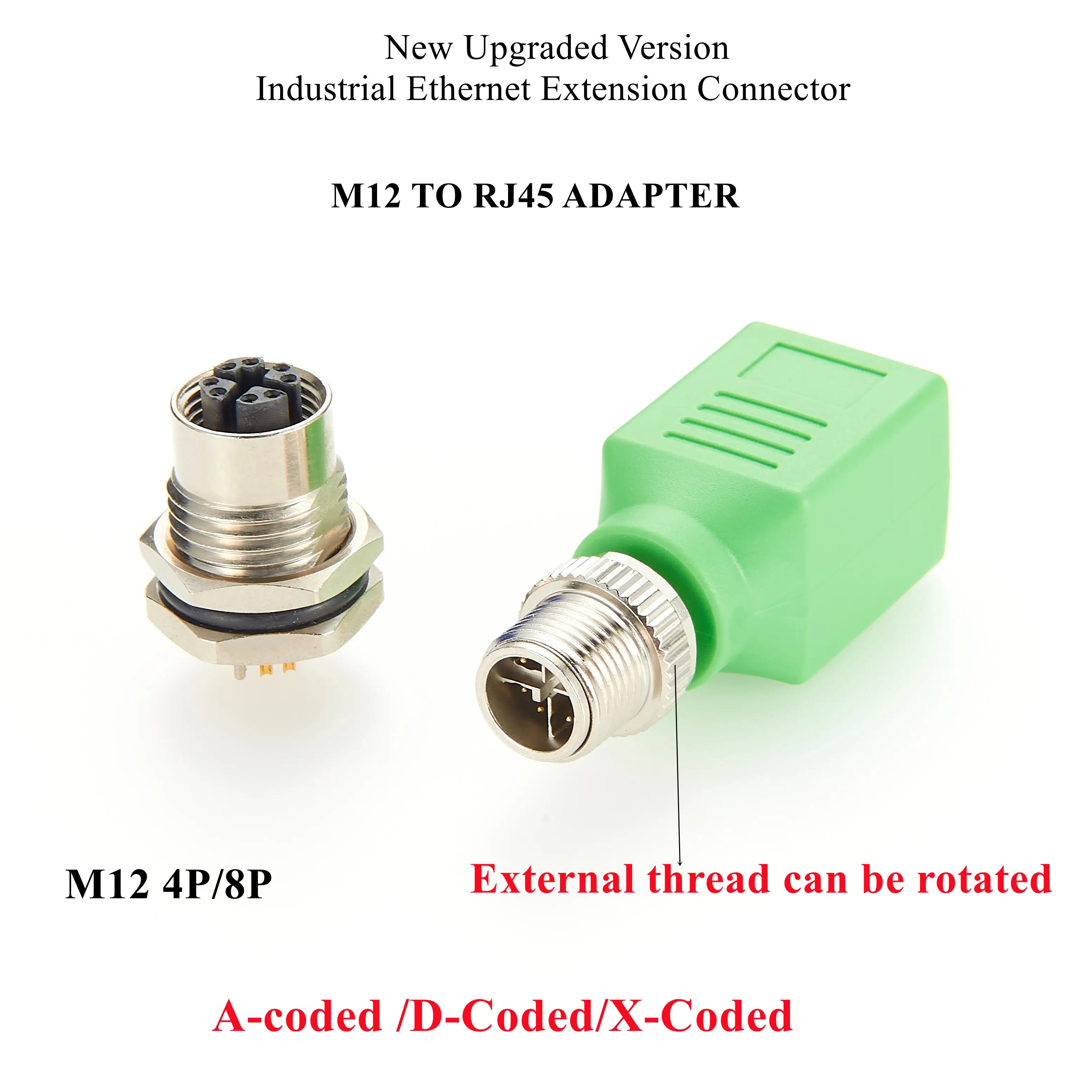 M12 to RJ45 4Pin 8Pin Female Adapter IP67 Waterproof Industrial Automation Sensor Actuator Cable Adapter