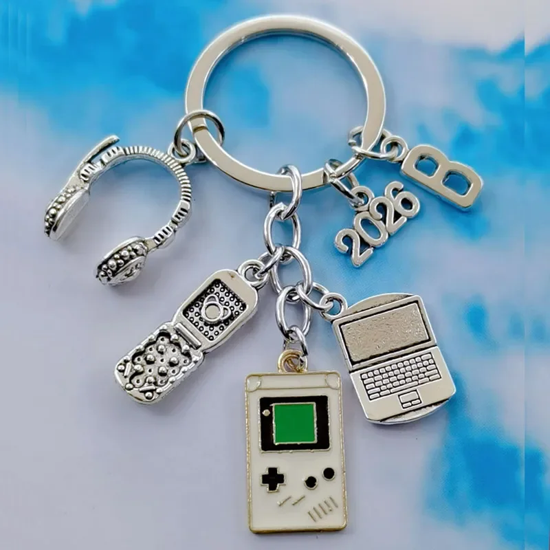 New Fashion A-Z Letter Lovely Key Chain Jewelry Laptop Computer Game Machine Mobile Phone Pendant Key Chain