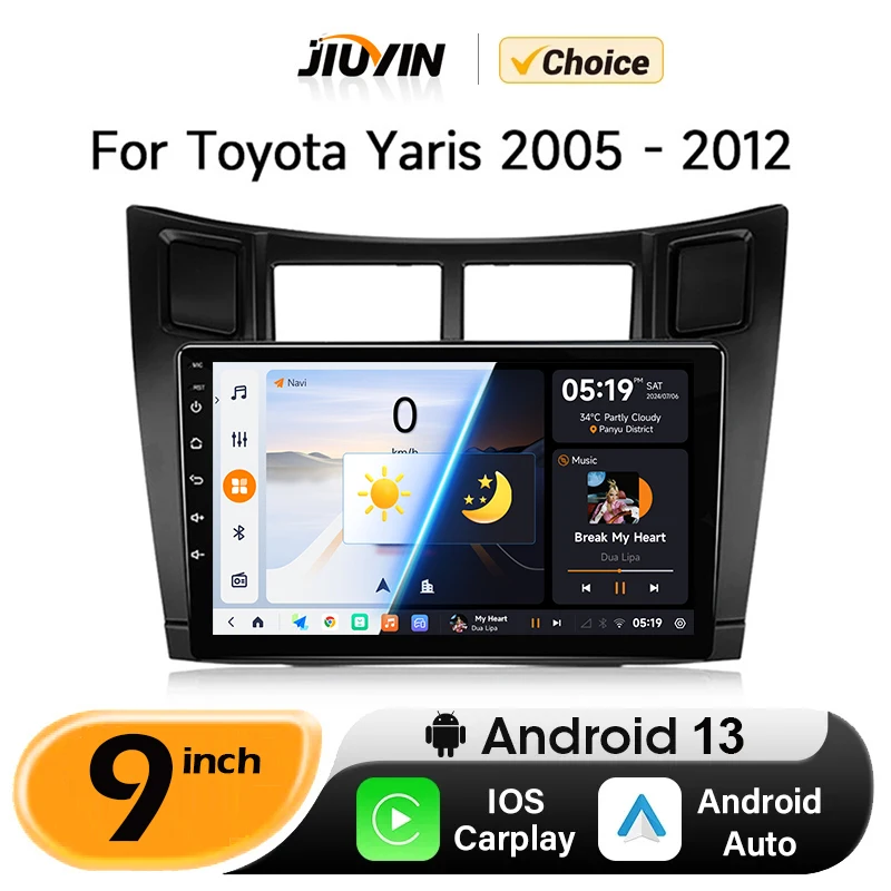 

JIUYIN 2 Din Car Radio Multimedia Player For Toyota Yaris 2005-2012 Android 12 4G GPS WIFI Navigation Stereo Head Unit Carplay