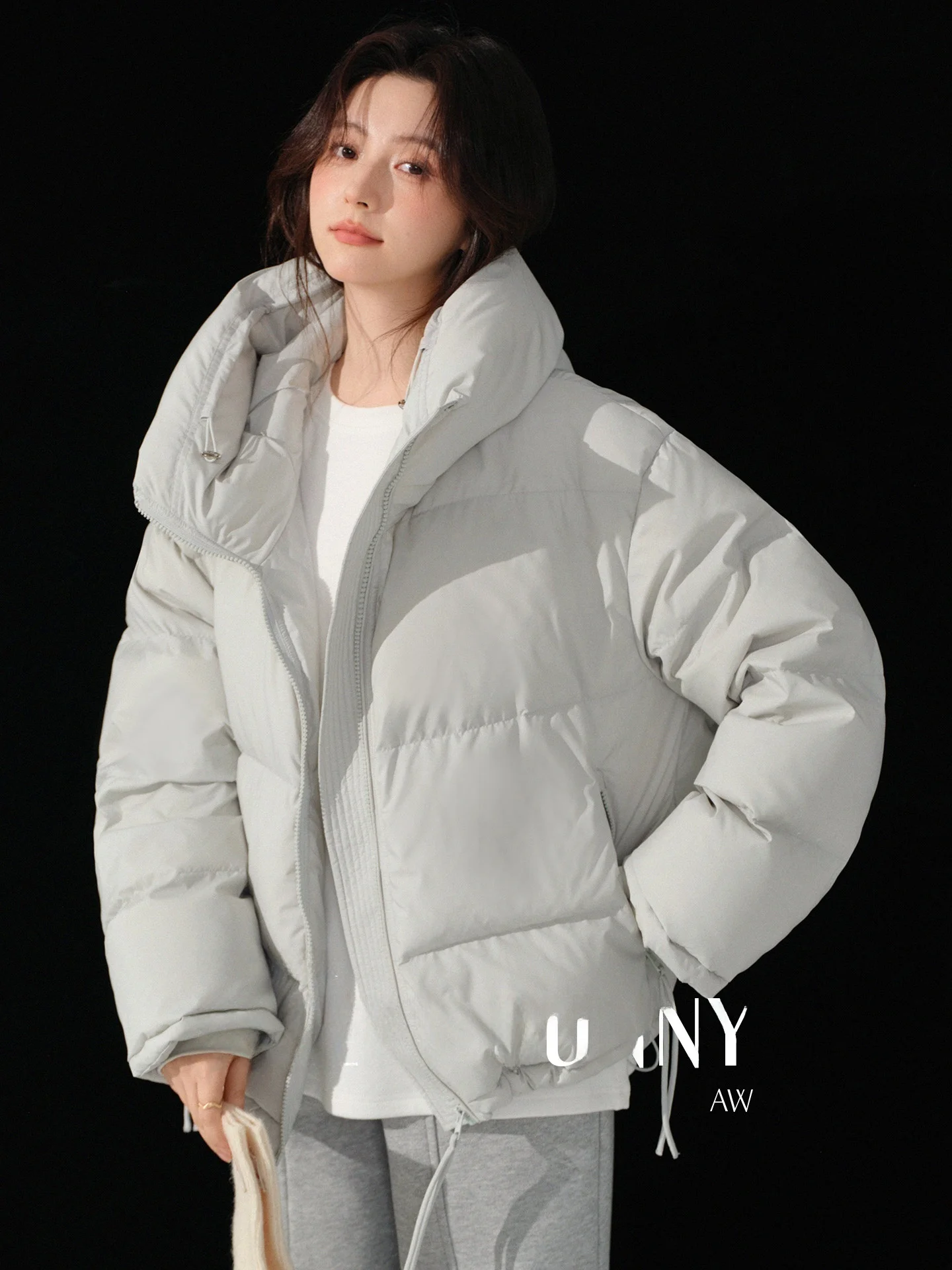 

Spybunny Thickened White Duck down Puffer Jacket Hooded Stand Collar Casual Women's Winter Warm Outerwear Versatile Short Style