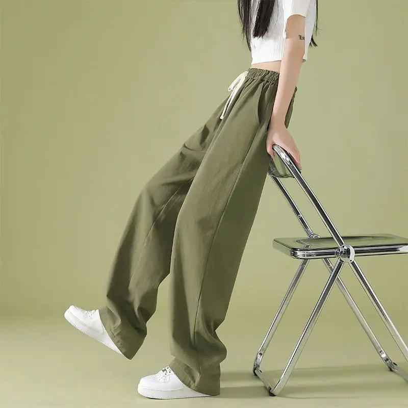 Women Autumn Office Lady Casual Loose Solid Color High Waist Appear Thin Cargo Women Clothes Fashion All-match Trend Wide Leg