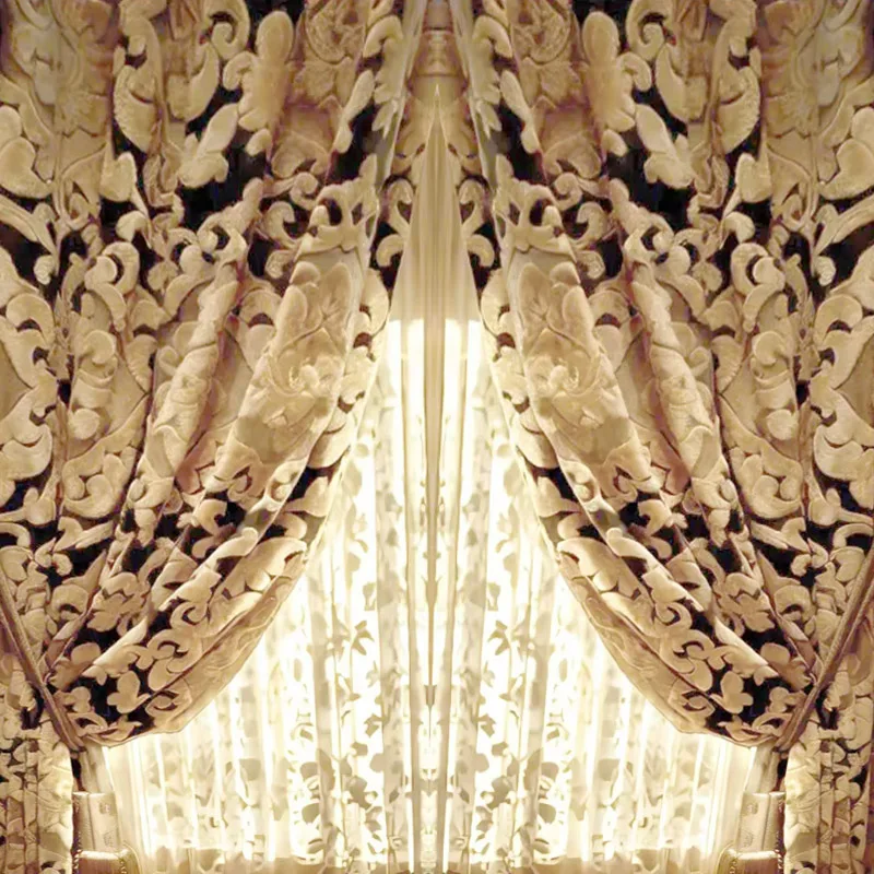 Beige Curtain for Living Room Luxury Golden Bedrooms Wood Warm Aesthetic Room Decor 2026 Christmas Thermal Curtains for Windows