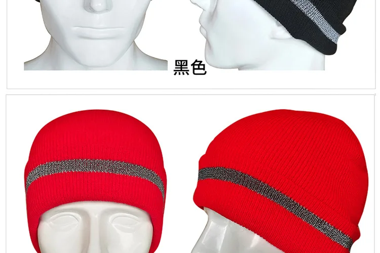 Reflektierende Strickmütze, Sicherheitsmütze für Erwachsene, hohe Sichtbarkeit, Neon-Winter-Strickmütze mit Herren und Damen für Nachtlaufsport – Detail 20
