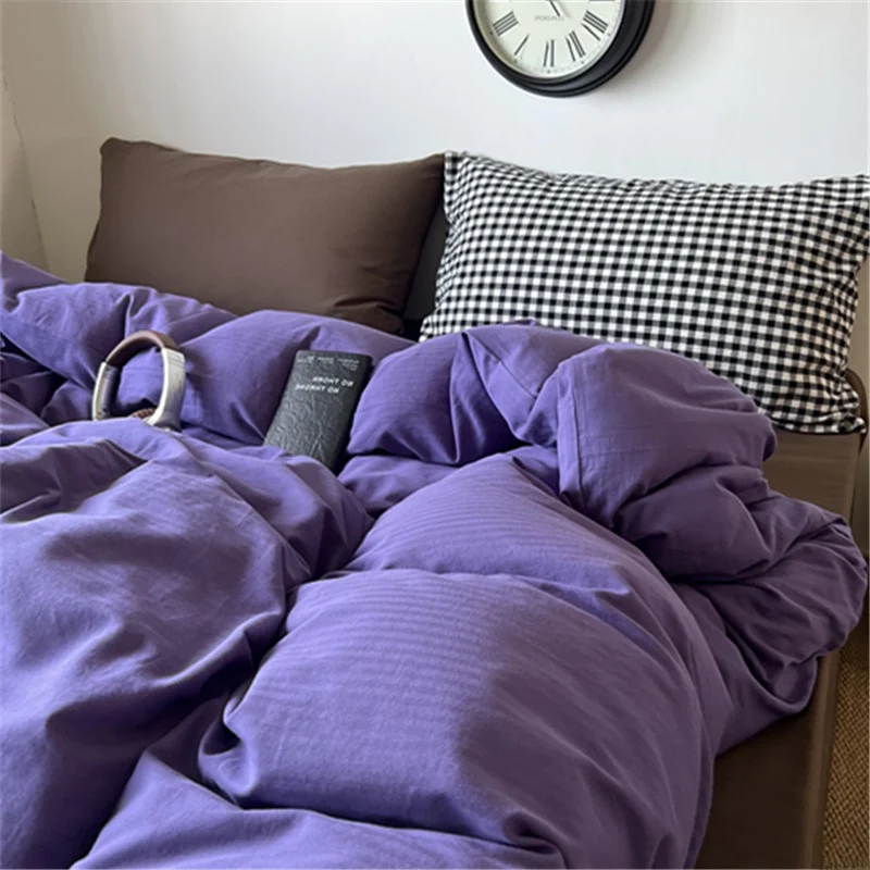 

Huace Pure Cotton Bedding Set Soft Skin-friendly Autumnal Chestnut Color Blo Simple Sle Bedroom Four-piece Suite