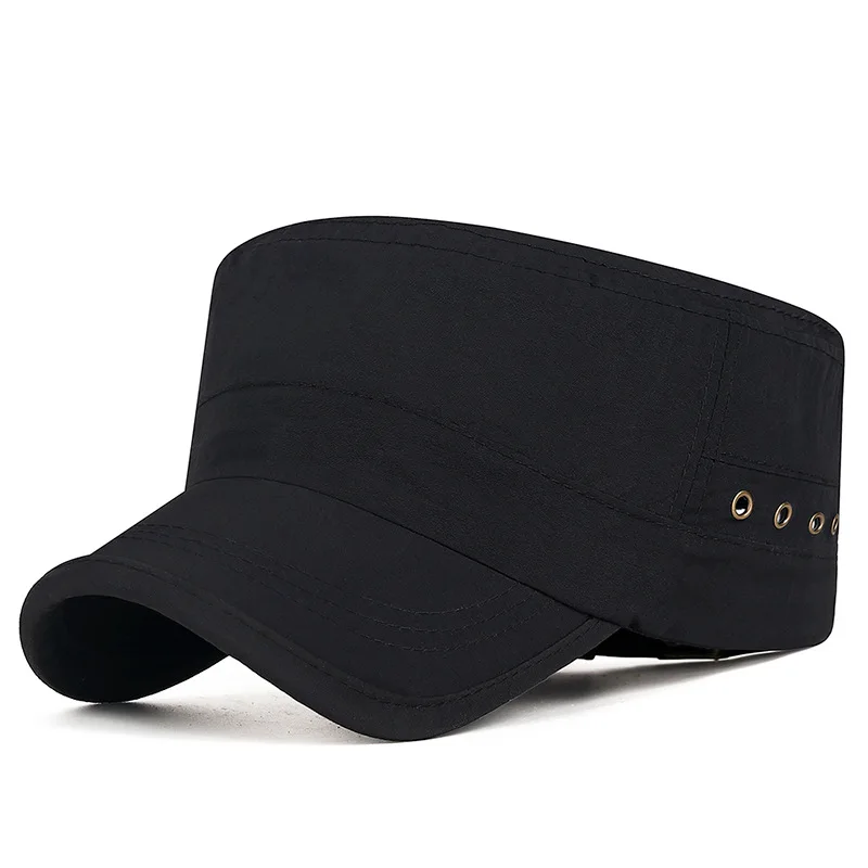 Trendige Flat-Top-Sonnenkappe, atmungsaktiv, schnell trocknend, Outdoor-Golfmütze mit Metallösen, leichte, verstellbare Baseballkappe – Detail 2