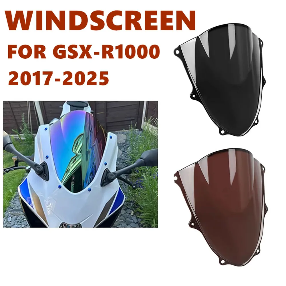 GSXR1000 Motorcycle Windscreen Windshield Double Bubble Visor Wind Screen Deflector For Suzuki GSXR 1000 GSX-R 1000 2017-2025