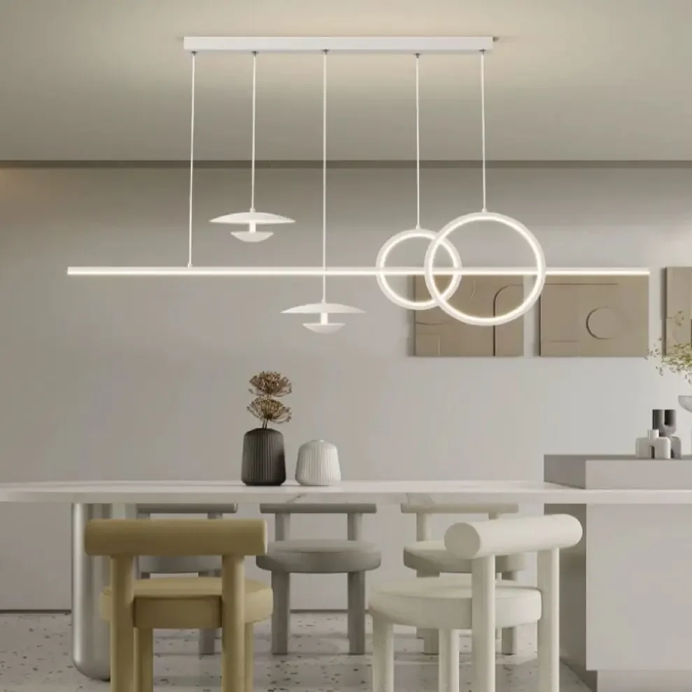 Lustre estilo creme com pingente de tira longa, Luminária para balcão e bar de cozinha, Criativo e minimalista, Designer moderno