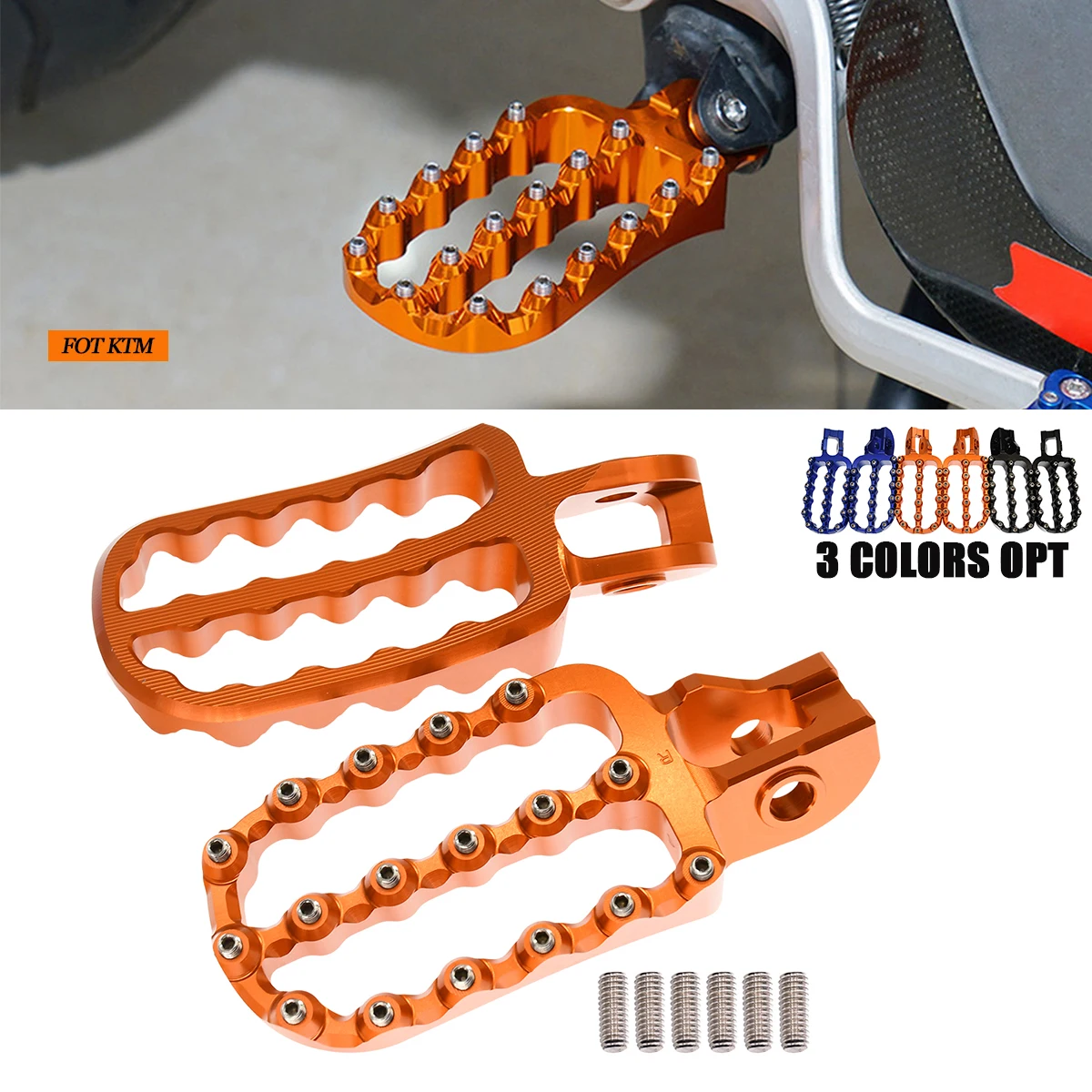 Motorcycle CNC 107mm Lengthen Footrest Footpegs Foot Pegs Pedal For KTM 125-500cc EXC EXCF SX SXF XC XCF For Husqvarna Gas Gas