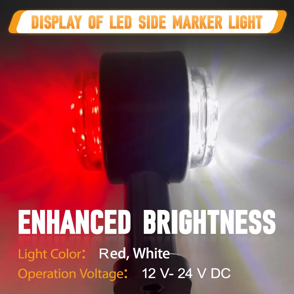 

2pcs Truck Side Marker Light with 8 Accessories 12V 24V Front Rear Clearance Lights Universal For trucks SUVs trailers Caravan