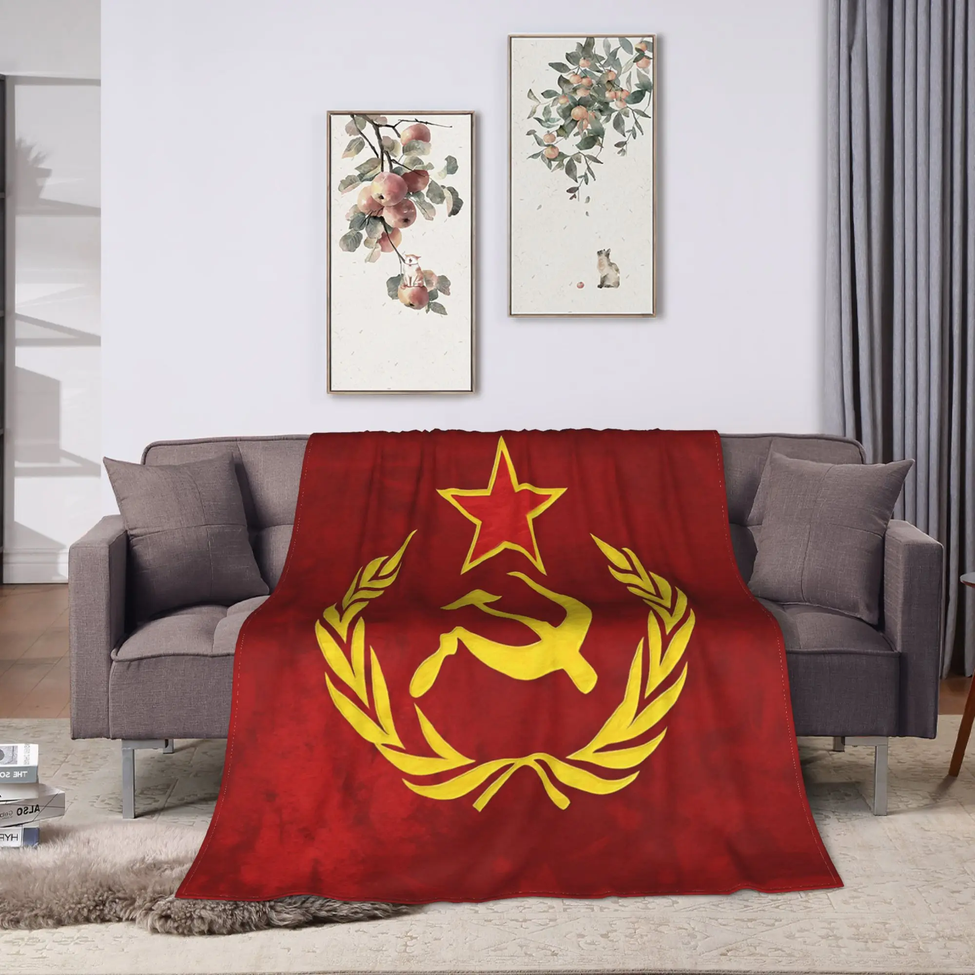 CCCP Soviet Hammer And Sickle Star Blankets Quality Warm Soft  Throw Blanket Winter Child Couch Bed Street Trend Bedspread