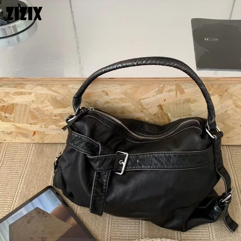 

Women Vintage Black Handbags Motor Style Fashion Y2k Shoulder Bag Design Luxury Grunge Handbag Ffemale Retro Punk Crossbody Bags