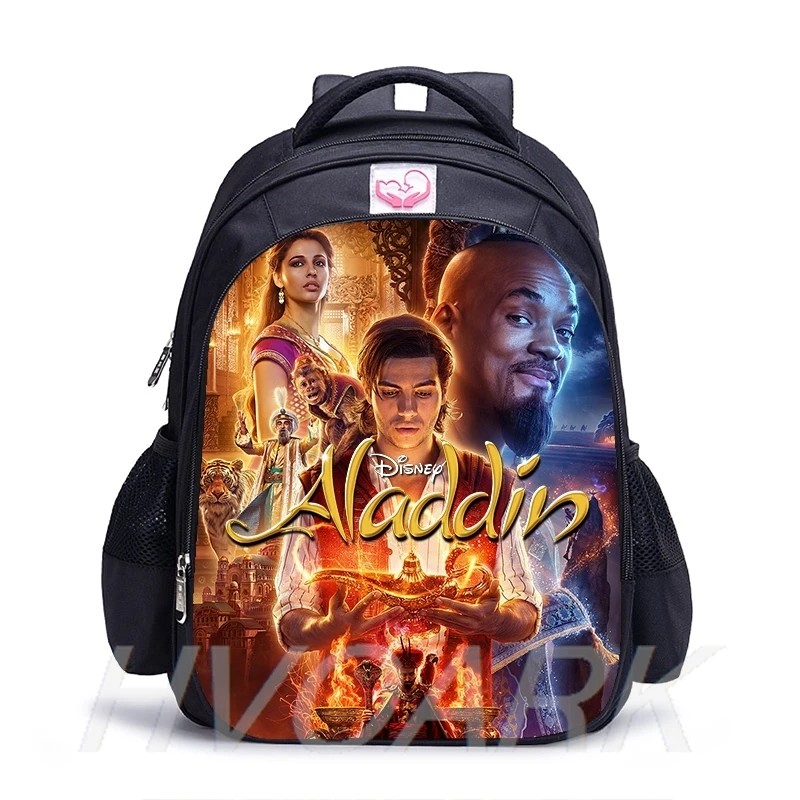 16 Inch Cartoon Princess Aladdin Backpack Boy Girl School Shoulder Bags Student Children School Bags College Rucksack Mochila