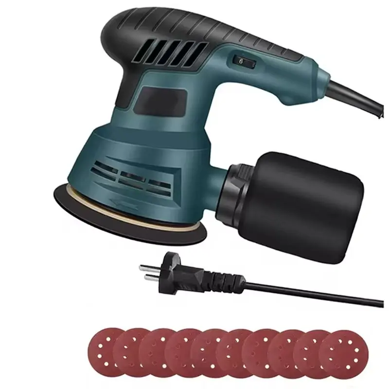 ABRN-Dust Box Equipped 300W Electric Eccentric Sander, 6-Speed Adjustable For Wood Sanding And Car Polishing- EU Plug Included