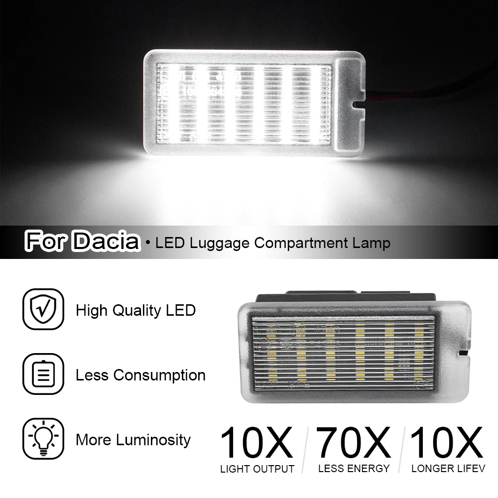 Dacia Lodgy Dokker 먼지털이 I II, Sandero I II, Logan I II, LED 수화물 칸막이 조명, 실내 트렁크 램프, 2 개 썸네일 5
